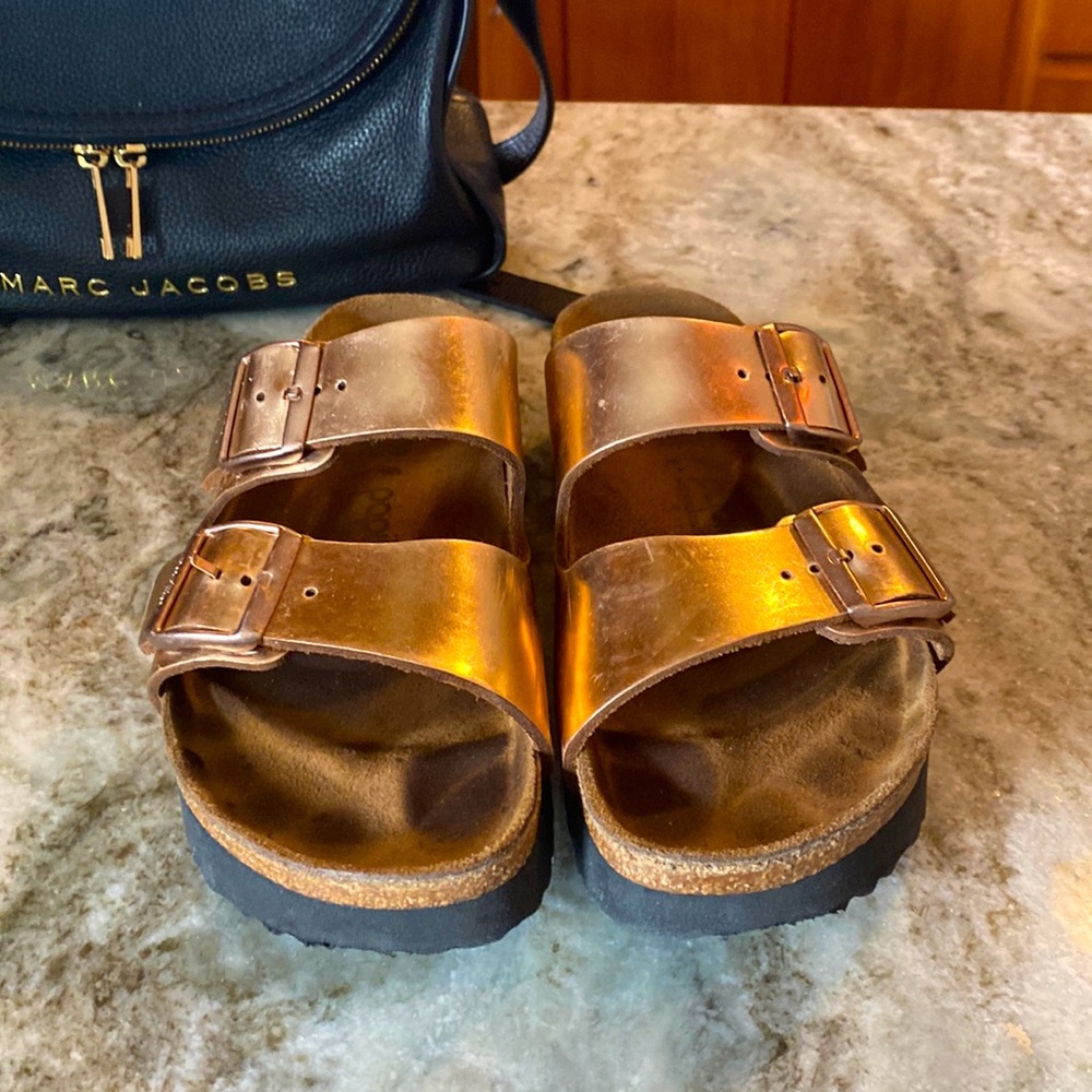 Birkenstock Papillio rose gold platform 8.5